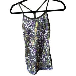 Lululemon Women’s Power Y Green Luon Retro Floral Athletic Workout Tank Size 2